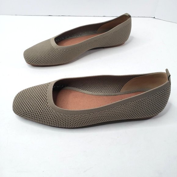 Lucky Brand Shoes - Lucky Brand Square Toe Ballerina Flat Sz 10 Olive Green Knit Fabric Ballet Shoes